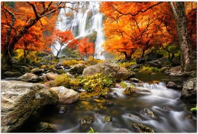 Tablou - Cascade în peisaj de toamnă, portocaliu (90x60 cm)