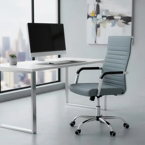 Scaun birou din piele ecologică și baza metalică OFF 319 gri