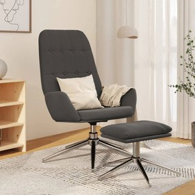 3097695 vidaXL Scaun de relaxare cu taburet, gri închis, microfibră