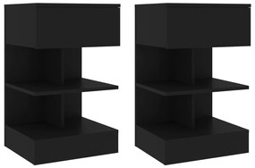 vidaXL Noptiere, 2 buc., negru, 40x35x65 cm