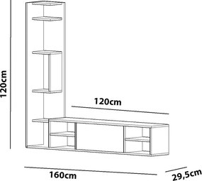 Comoda TV, Hanah Home, Pera, 160x120x29.5 cm, Alb