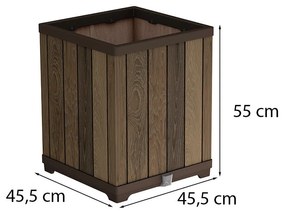 Cutie decorativă pătrată din plastic cu relief, 74 L, nuc