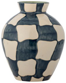 Vază albastră/crem din sticlă pictată manual (înălțime 24 cm) Check – Bloomingville