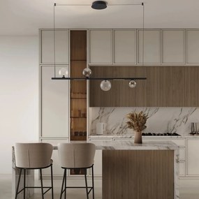 Lustra liniara iluminat LED, CELSO negru/ transparent/ fumuriu