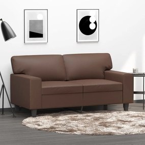 349007 vidaXL Canapea cu 2 locuri, maro, 120 cm, piele ecologică