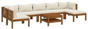3086955 vidaXL Set mobilier grădină cu perne crem, 8 piese, lemn masiv acacia