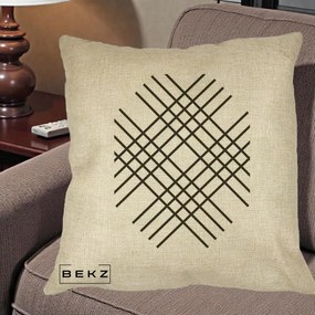 Perna Decorativa Geometric Grid, 40x40 cm, Crem, Husa Detasabila, Perna Inclusa, BEKZ®