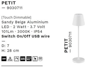 Veioza/Lampa de masa LED portabila exterior IP54 PETIT bej