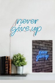 Decoratiune luminoasa LED de perete Never Give Up Albastru 39.5x23x2 cm