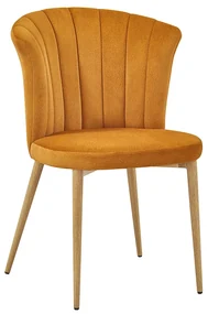 Scaun Nara galben mustar, tapitat textil, picioare metal