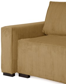 Canapea extensibila cu trei locuri cu taburet SMART SET, mustar
