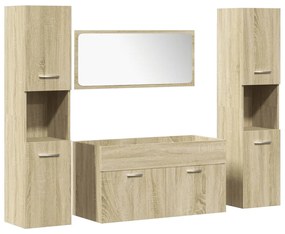 3325000 vidaXL Set mobilier de baie, 4 piese, stejar sonoma, lemn prelucrat