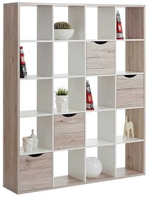 CORP MODULAR CU RAFTURI QUAD, 145X34X181 CM, CULOARE STEJAR/ALB, PAL