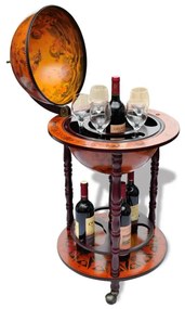 Bar tip glob pamantesc stativ sticle de vin, lemn de eucalipt Maro, 1