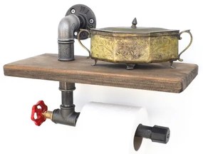 Suport de hârtie igienică cu raft BORURAF 22x31 cm molid