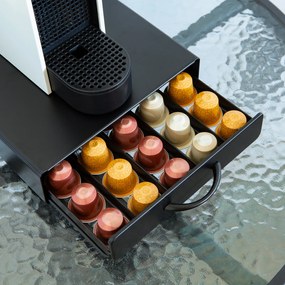 Suport metalic pentru capsule de cafea - pentru 50 capsule Nespresso - 365 x 214 x 60 mm - negru mat