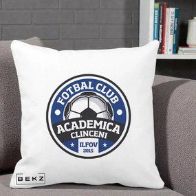 Perna Personalizata Academica Clinceni Fotbal Club, 40x40 cm, Alba Mata, Husa Detasabila, Perna Inclusa, BEKZ®