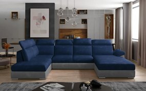 Canapea modulara extensibila cu spatiu pentru depozitare, 336x102x216 cm, Evanell R01, Eltap (Culoare: Gri deschis texturat / Gri inchis piele)