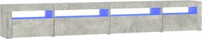 vidaXL Comodă TV cu lumini LED, gri beton, 270x35x40 cm