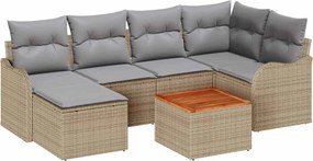 vidaXL Set de canapele pentru grădină 7 pcs Beige și gri deschis