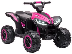 HOMCOM ATV Electric pentru Copii cu Motor Dublu și 2 Viteze, Roți, Faruri LED, Claxon și Muzică, 83x53x55.5 cm, Roz | Aosom Romania