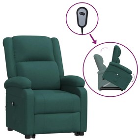 3110974 vidaXL Fotoliu cu ridicare, verde închis, material textil