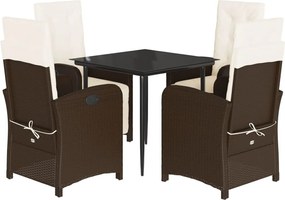vidaXL Set mobilier de grădină, 5 piese, cu perne, maro, poliratan