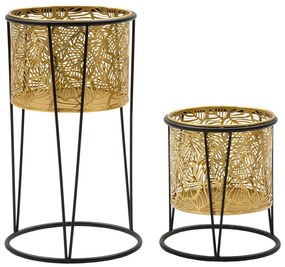 Set 2 suporturi pentru ghivece Mauro Ferretti Leavy, înălțime 40 cm, auriu