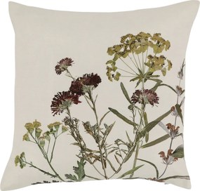 Fata de perna off white, din bumbac, model floral, 45x45cm, Aix