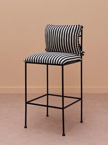 Scaun de bar cu dungi, din bumbac si metal, Geometrical Springs