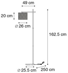 Lampă de podea industrială neagră - Drum Mesh
