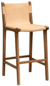 Scaun de bar din piele si lemn de tec , " Fazenda "