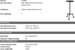 Masuta laterala design elegant LUX Carlos L, bronz 115986 HZ