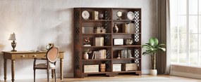 RAM2 - Rafturi, 80 cm, Biblioteca cu 6 rafturi , depozitare carti, living, birou, camera copii - Maro