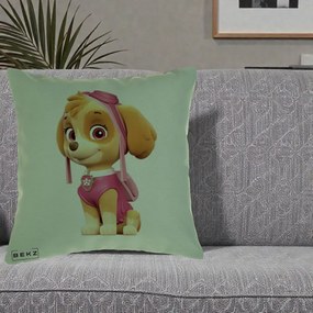 Perna Personalizata Skye PAW Patrol Roz, 40x40 cm, Verde, Husa Detasabila, Perna Inclusa, BEKZ®