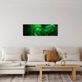 Tablou - abstracție verde (cu ceas) (90x30 cm)
