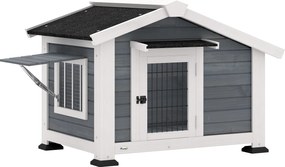 PawHut Cușcă pentru Câini Căsuță pentru Câini de Exterior din Lemn, 98x76x69.5cm | Aosom Romania