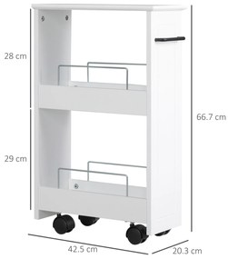 Kleankin Cărucior Multifuncțional pentru Baie și Bucătărie, Spațiu-Eficient, din MDF, 42.5x20.3x66.7 cm, Design Compact | Aosom Romania