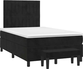 vidaXL Pat box spring cu saltea, negru, 120x190 cm, catifea