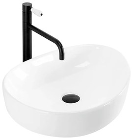 Lavoar pe blat Rea Vanila asimetric 51 cm alb lucios