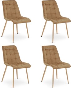 Set 4 Scaune Bucatarie/Dining Spirit Catifea Maro,Picioare Metalice, Finisaj Lemn