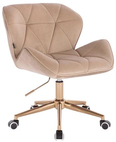 HR111K Scaun Latte Catifea cu Bază Aurie