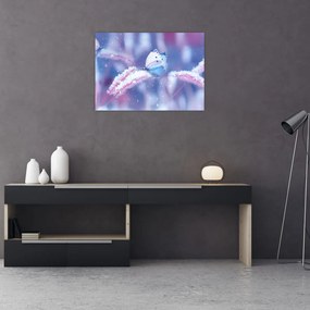 Tablou pe sticlă - Fluturi iarna (70x50 cm)
