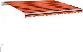 vidaXL Copertină retractabilă manual LED, portocaliu & maro 300x250 cm