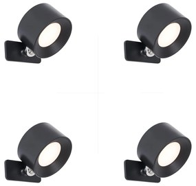 Set de 4 Aplice și Plafoniere Moderne Negre cu LED Reîncărcabil - Bright