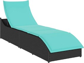 vidaXL Șezlong pliabil cu pernă și depozitare din polirattan negru
