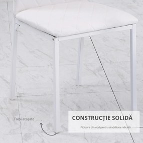 HOMCOM Scaune Sufragerie 4piese, cu Design Modern și Imitație de Piele, 41x50x92 cm, Alb | Aosom Romania