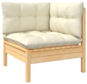 Canapea de gradina cu 2 locuri, cu perne crem, lemn masiv pin