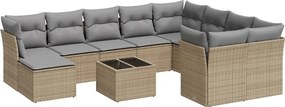 vidaXL Set canapele de grădină cu perne, 11 piese, bej, poliratan