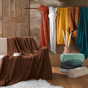 Cuvertură verde din microflanel 180x220 cm Arya – douceur d'intérieur